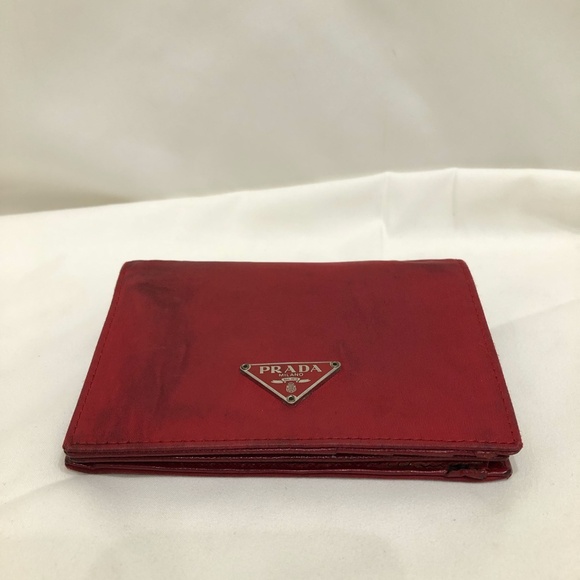 Prada Red Nylon Bifold Wallet Sku#84380 (gently used, outside dirty) - Picture 4 of 15